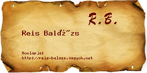 Reis Balázs névjegykártya